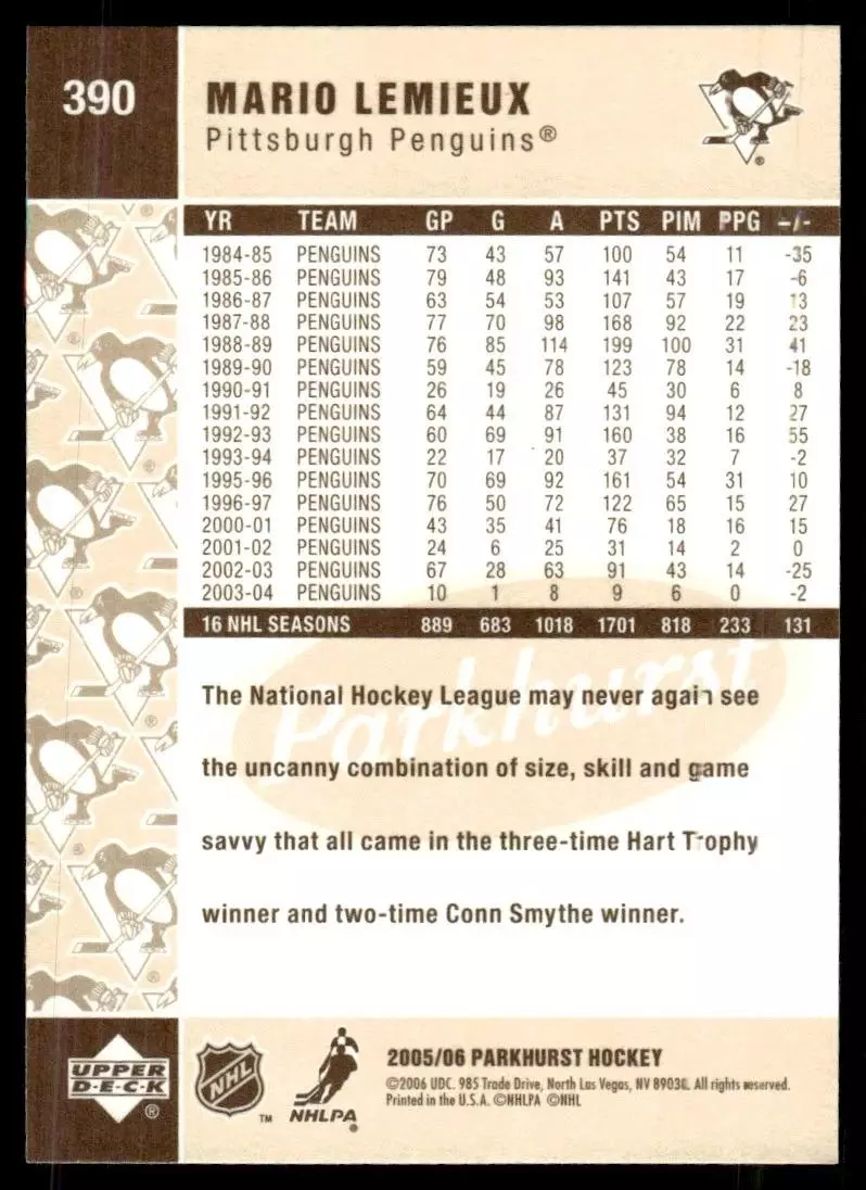 2005-06 Parkhurst #390 Mario Lemieux 1