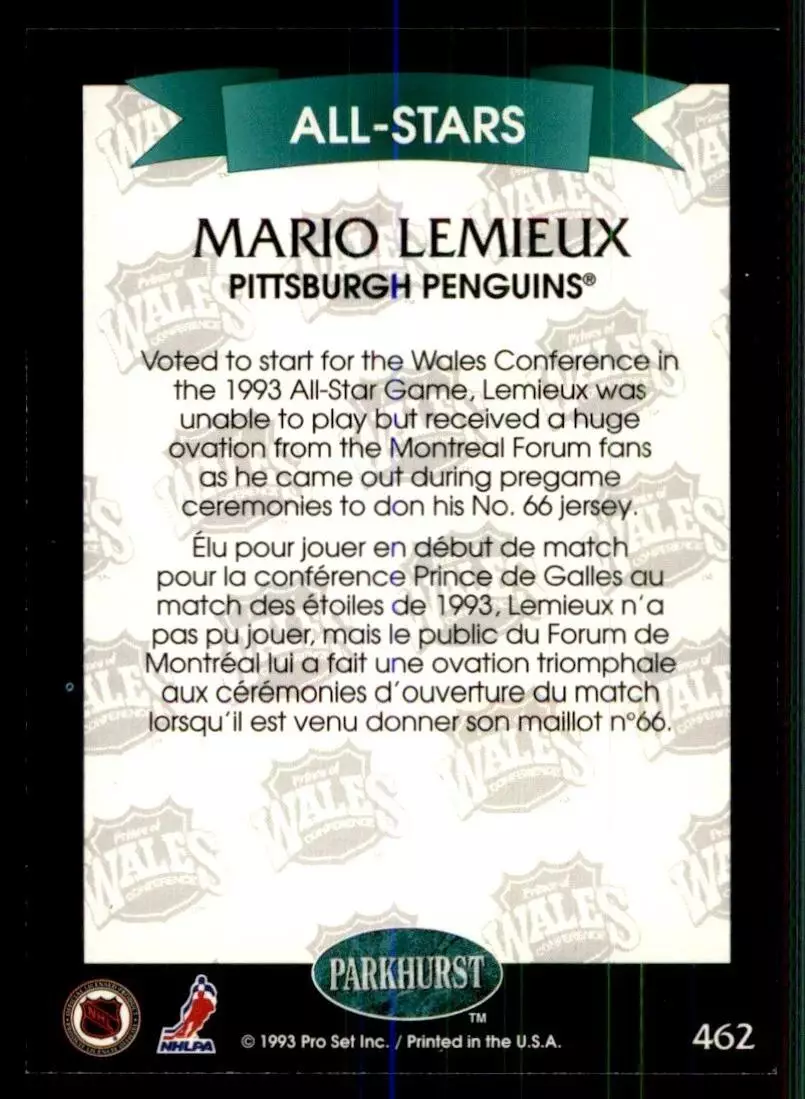 1992-93 Parkhurst #462 Mario Lemieux AS 1