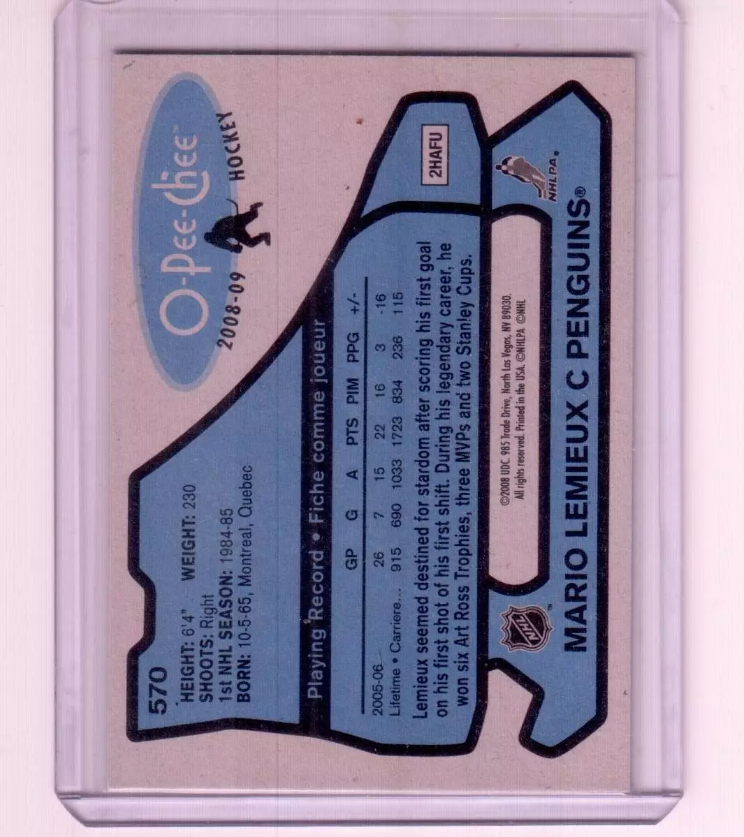 2008-09 O-Pee-Chee 1979-80 Retro #570 Mario Lemieux 1