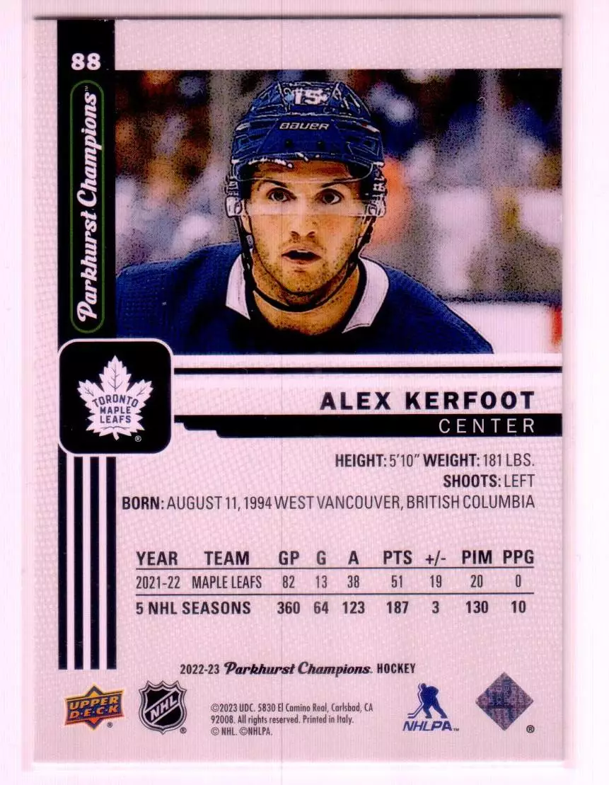 2022-23 Parkhurst Champions #88 Alex Kerfoot 1