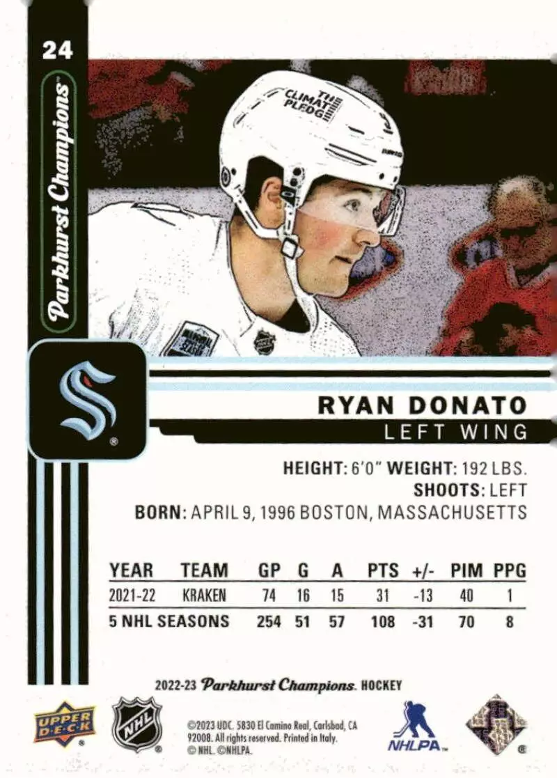 2022-23 Parkhurst Champions #24 Ryan Donato 1