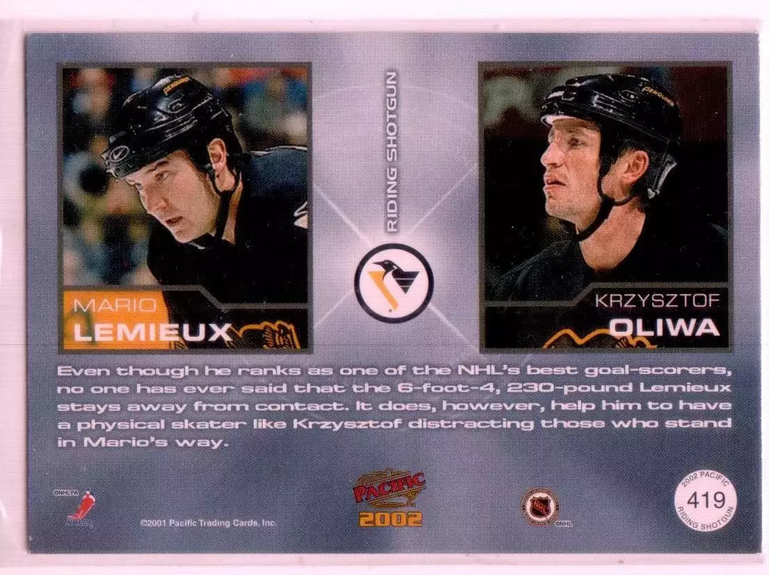 2001-02 Pacific #419 Mario Lemieux/Krzysztof Oliwa 1