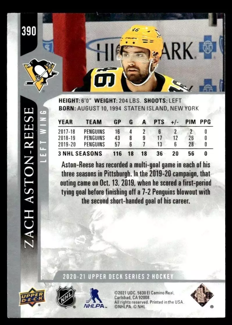 2020-21 Upper Deck #390 Zach Aston-Reese 1