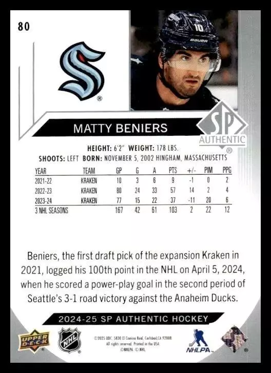 2024-25 SP #80 Matty Beniers 1