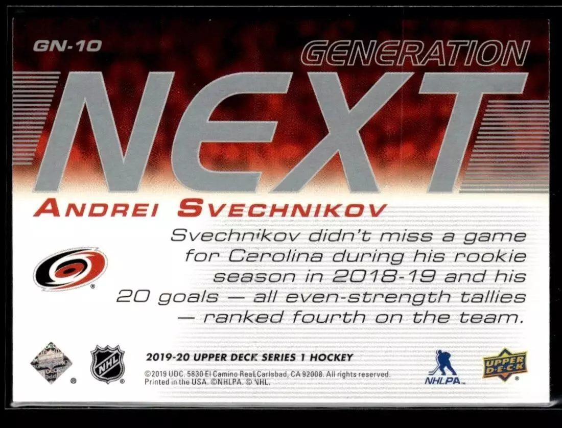 2019-20 Upper Deck Generation Next #GN10 Andrei Svechnikov 1