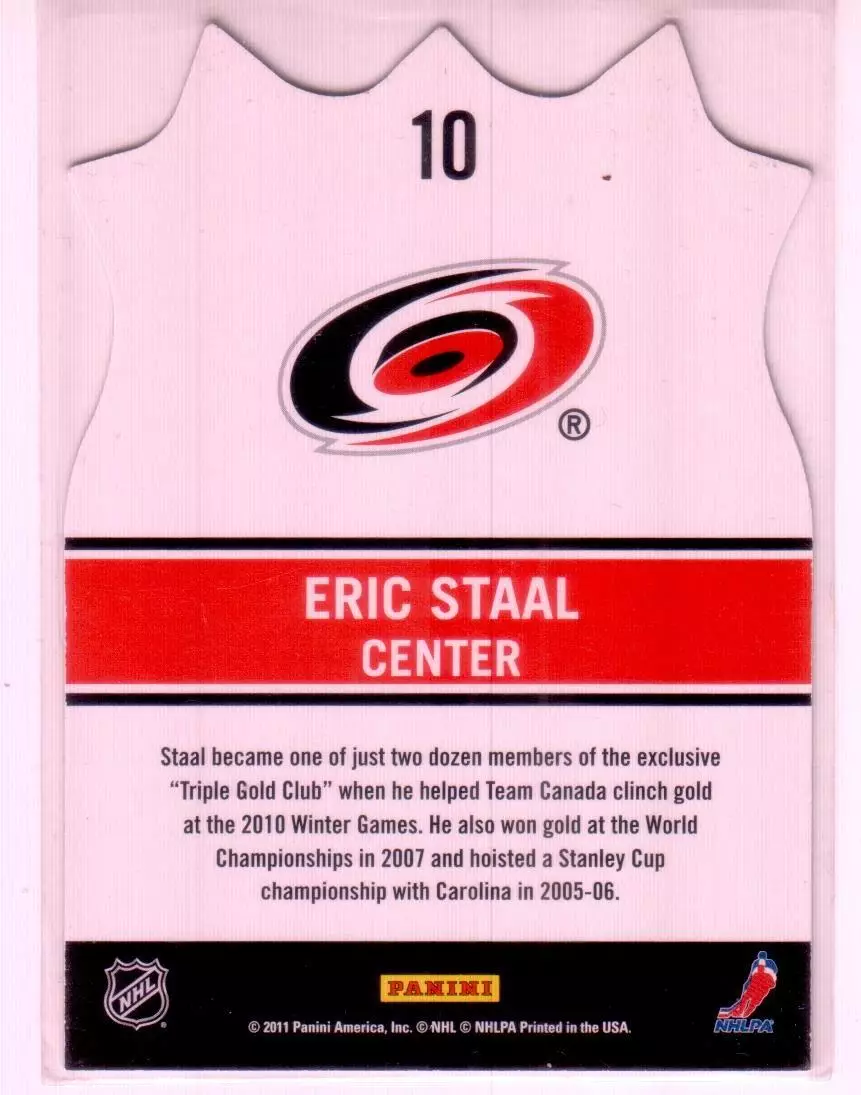 2011-12 Score NHL Shield Die Cuts #10 Eric Staal 1