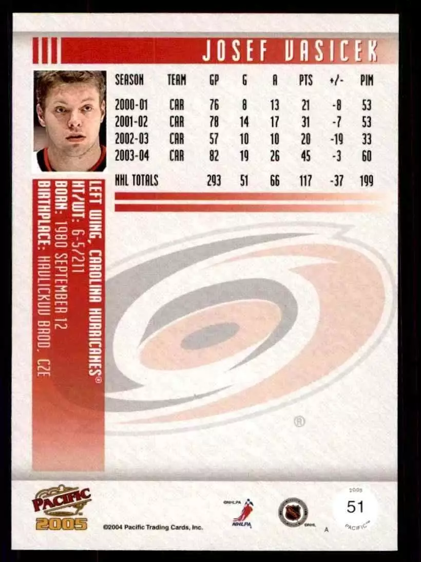 2004-05 Pacific #51 Josef Vasicek 1