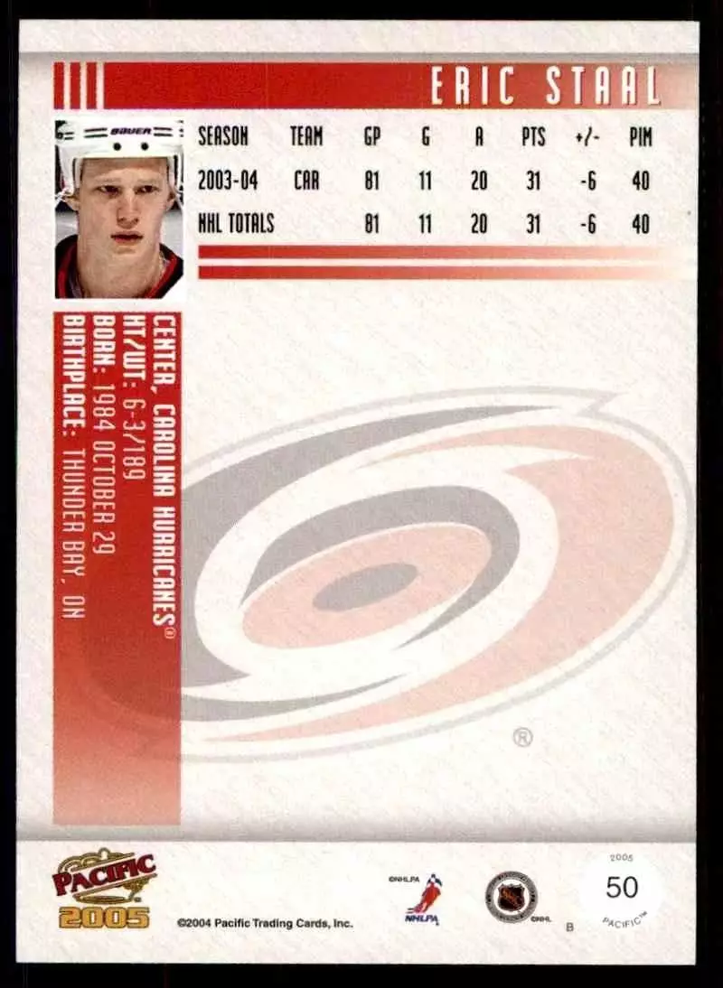 2004-05 Pacific #50 Eric Staal 1