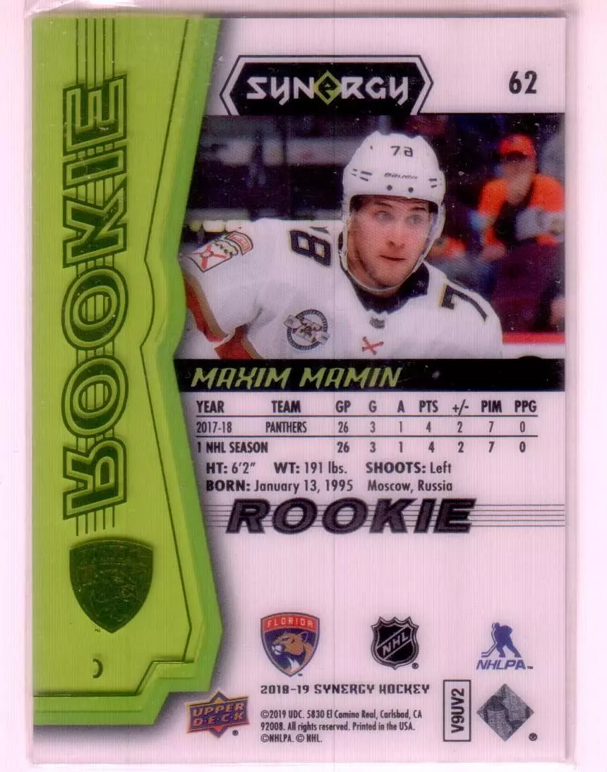 2018-19 Synergy Green #62 Maxim Mamin 209\299 1