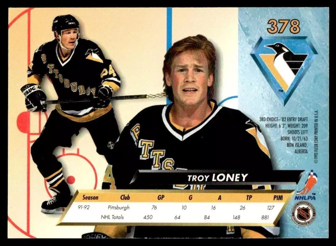 1992-93 Ultra #378 Troy Loney 1