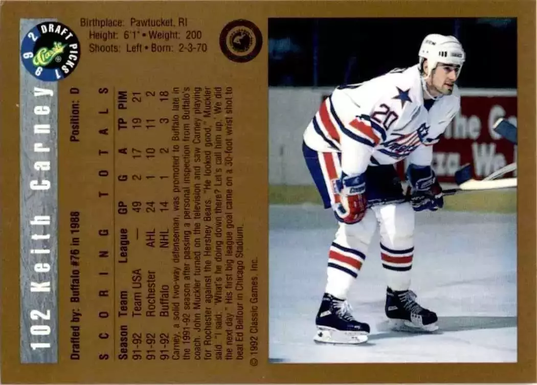 1992 Classic #102 Keith Carney 1