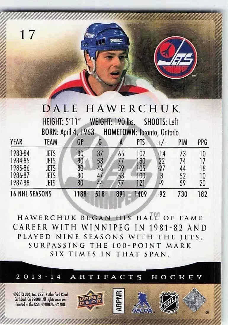 2013-14 Artifacts #17 Dale Hawerchuk 1