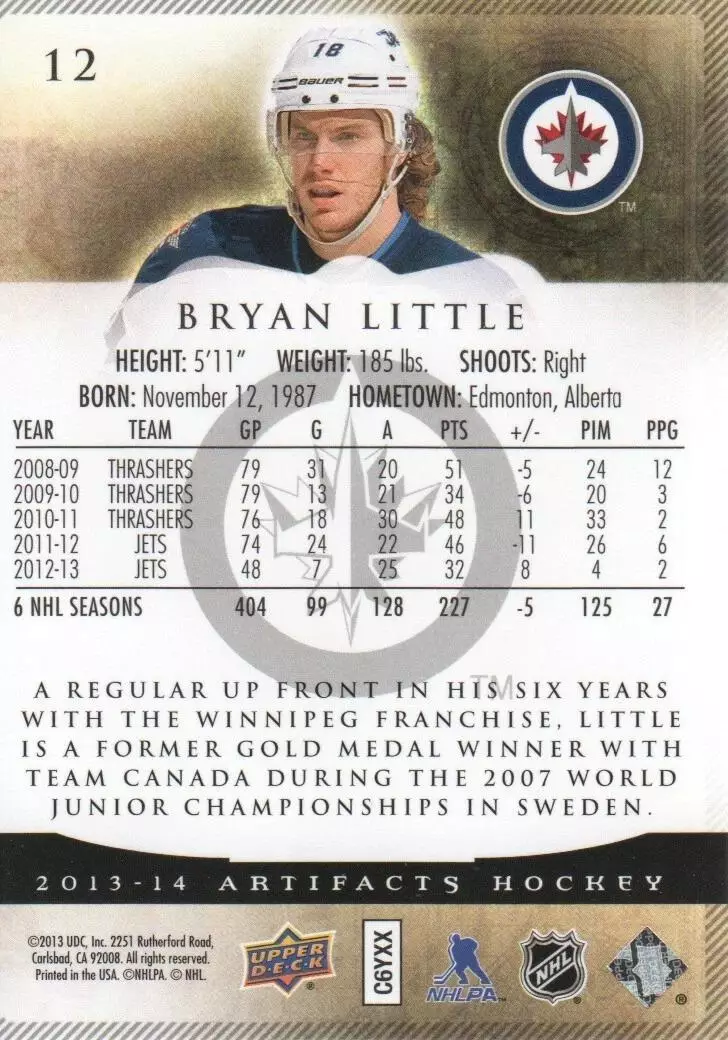 2013-14 Artifacts #12 Bryan Little 1