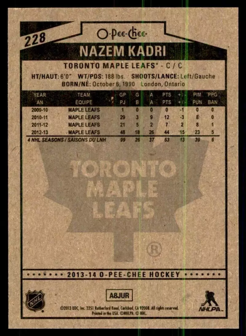 2013-14 O-Pee-Chee #228 Nazem Kadri 1