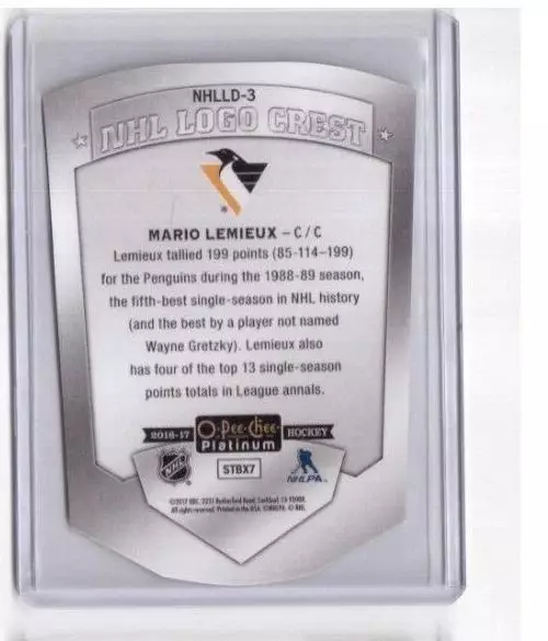 2016-17 O-Pee-Chee Platinum NHL Logo Crest Die Cuts #NHLLD3 Mario Lemieux 1