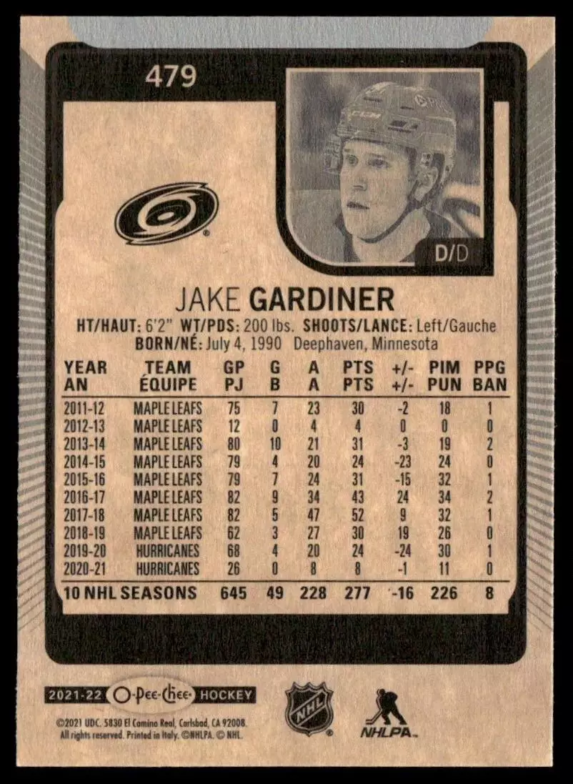 2021-22 O-Pee-Chee #479 Jake Gardiner 1