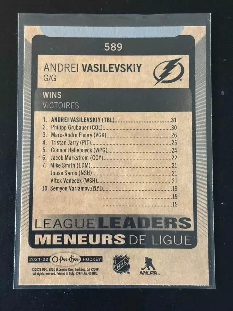 2021-22 O-Pee-Chee #589 Andrei Vasilevskiy 1