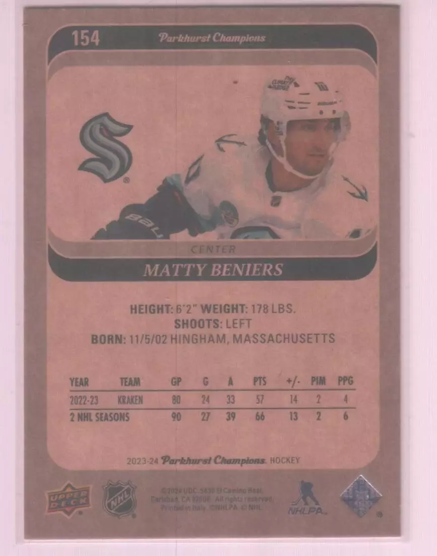 2023-24 Parkhurst Champions #154 Matty Beniers 1