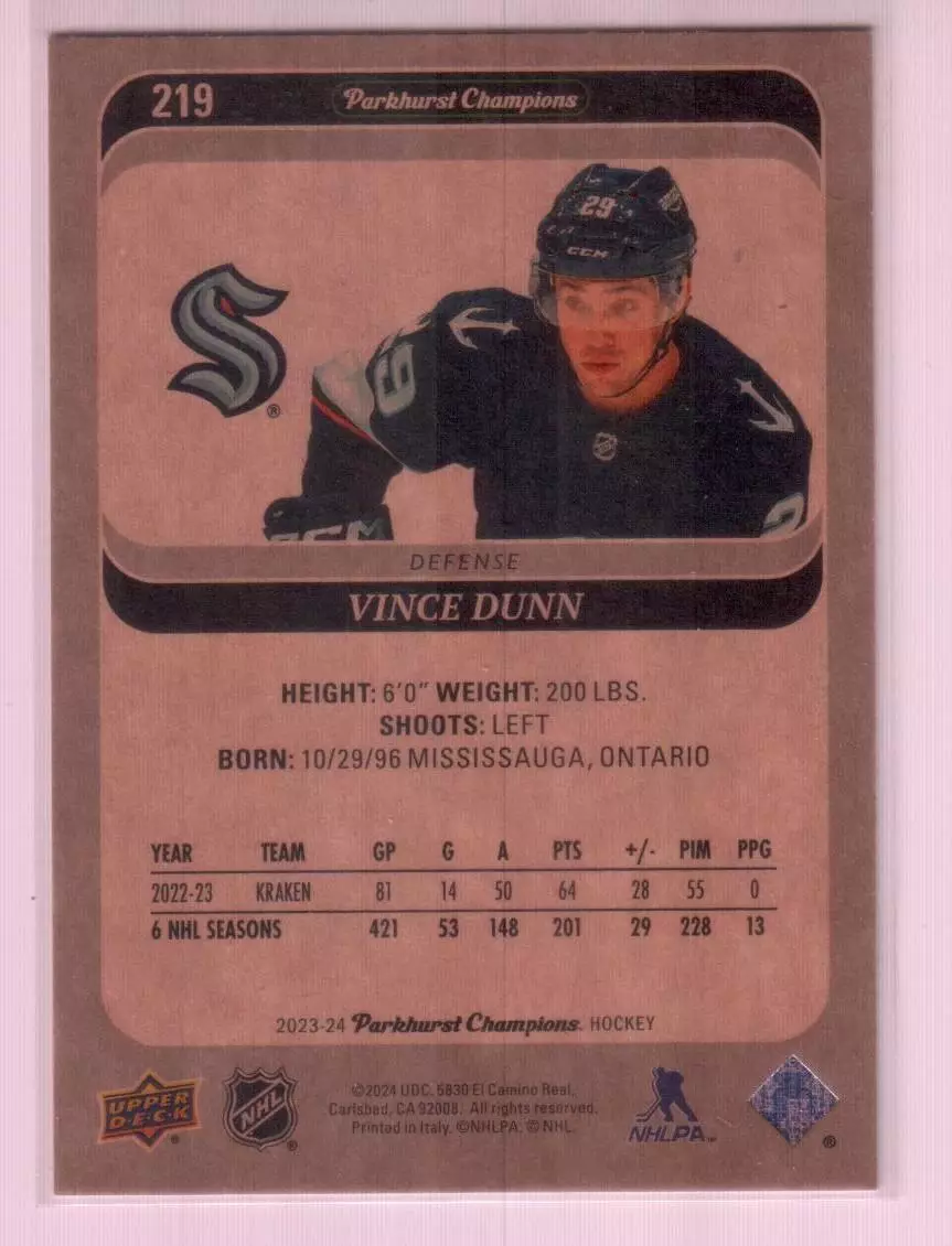 2023-24 Parkhurst Champions #219 Vince Dunn 1