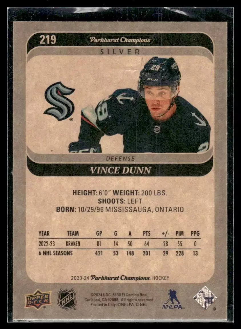 2023-24 Parkhurst Champions Silver #219 Vince Dunn 1