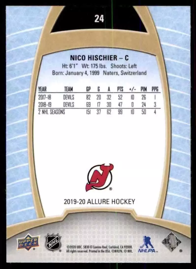 2019-20 Upper Deck Allure #24 Nico Hischier 1