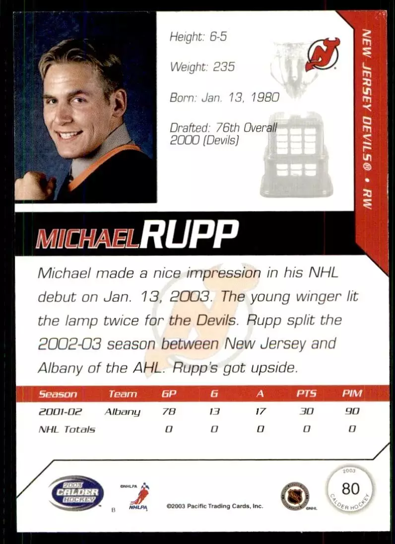 2002-03 Pacific Calder #80 Michael Rupp 1