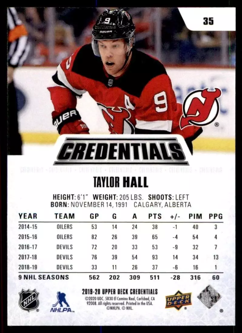 2019-20 Upper Deck Credentials #35 Taylor Hall 1
