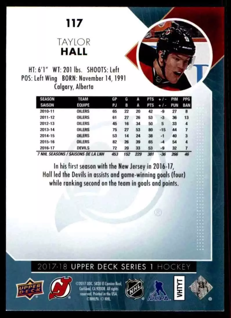 2017-18 Upper Deck #117 Taylor Hall 1