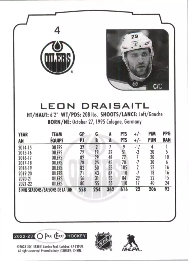 2022-23 O-Pee-Chee #4 Leon Draisaitl 1