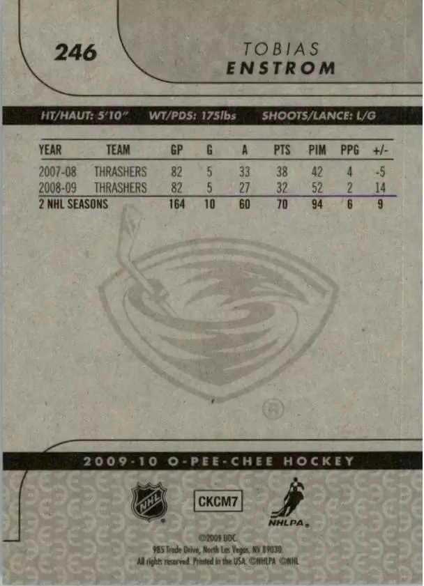 2009-10 O-Pee-Chee #246 Tobias Enstrom 1