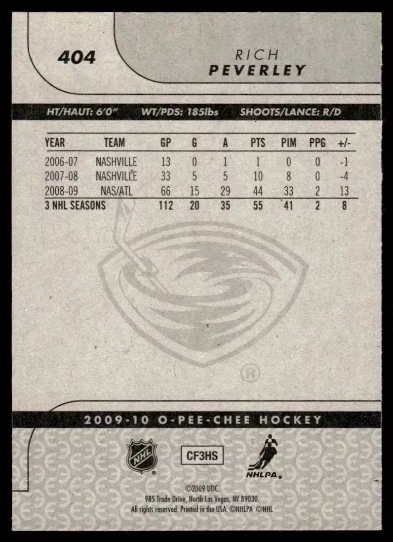 2009-10 O-Pee-Chee #404 Rich Peverley 1