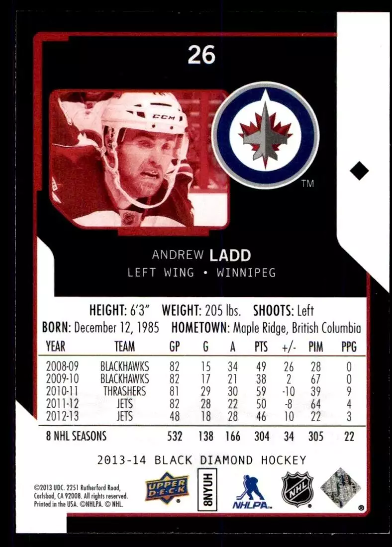 2013-14 Black Diamond #26 Andrew Ladd 1