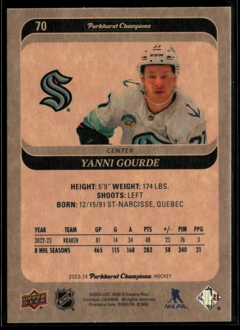 2023-24 Parkhurst Champions #70 Yanni Gourde 1