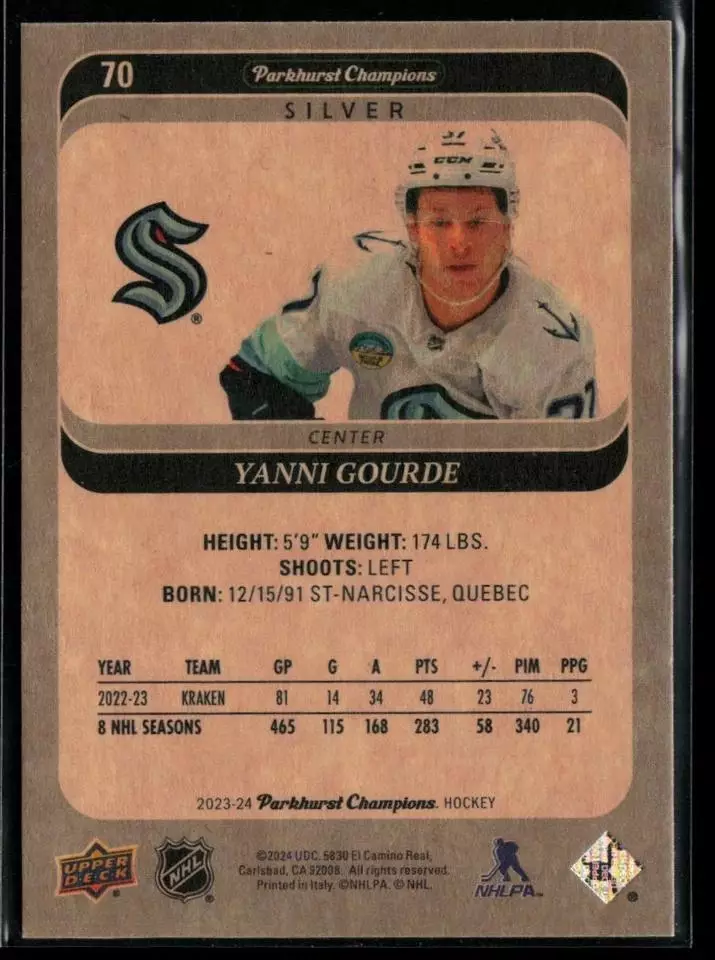 2023-24 Parkhurst Champions Silver #70 Yanni Gourde 1