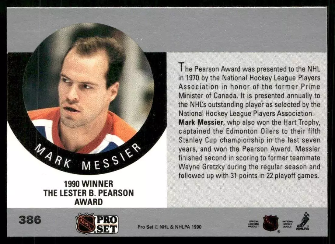 1990-91 Pro Set #386 Mark Messier Pearson 1