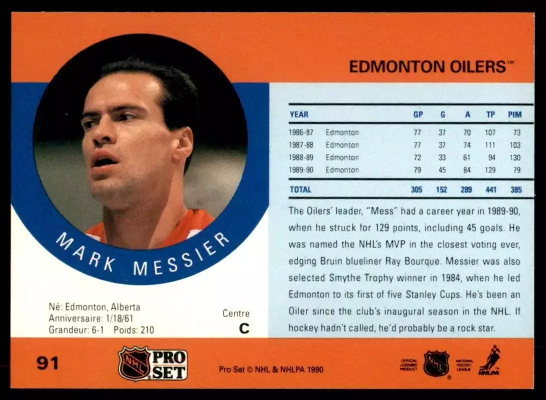 1990-91 Pro Set #91 Mark Messier 1