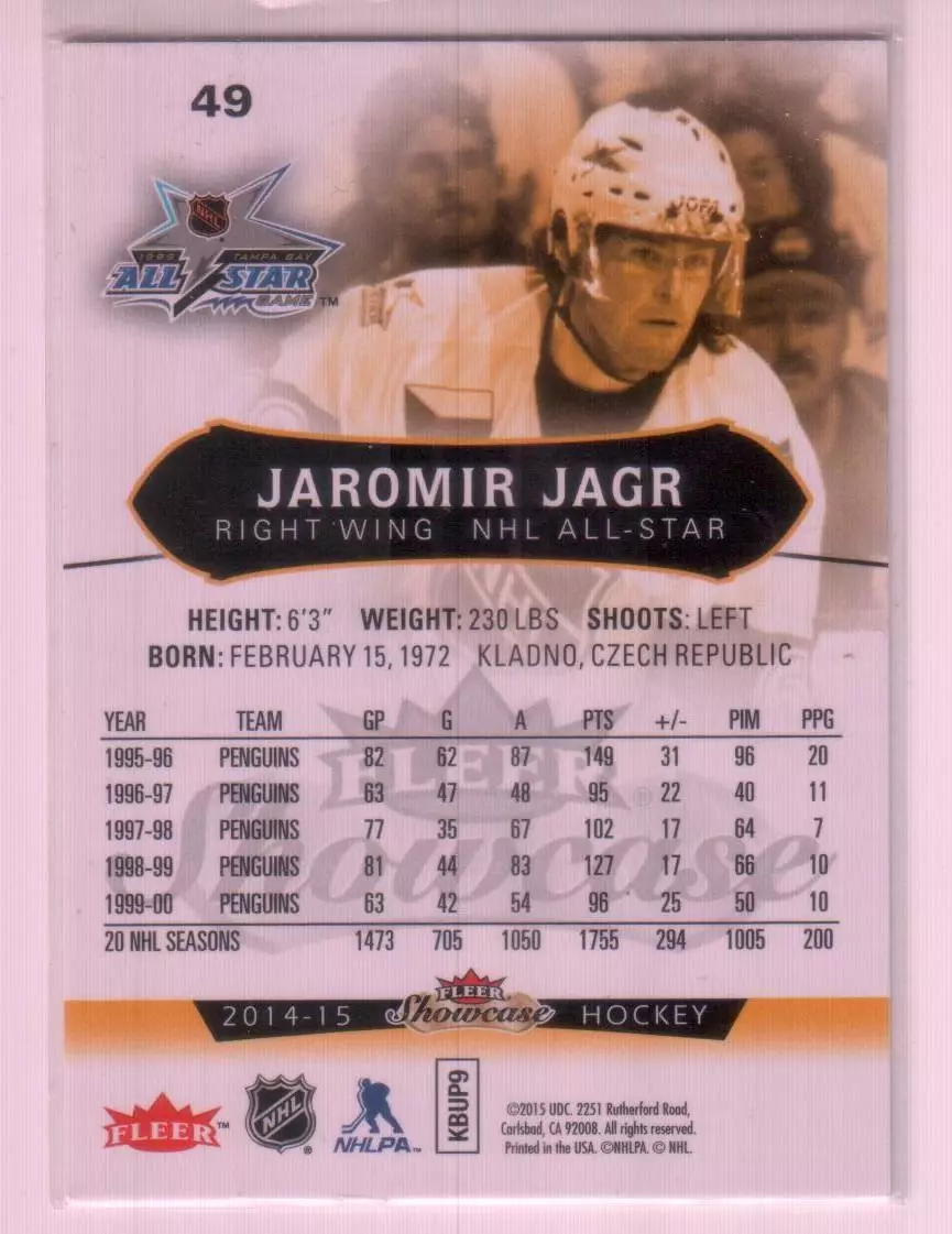 2014-15 Fleer Showcase #49 Jaromir Jagr 1