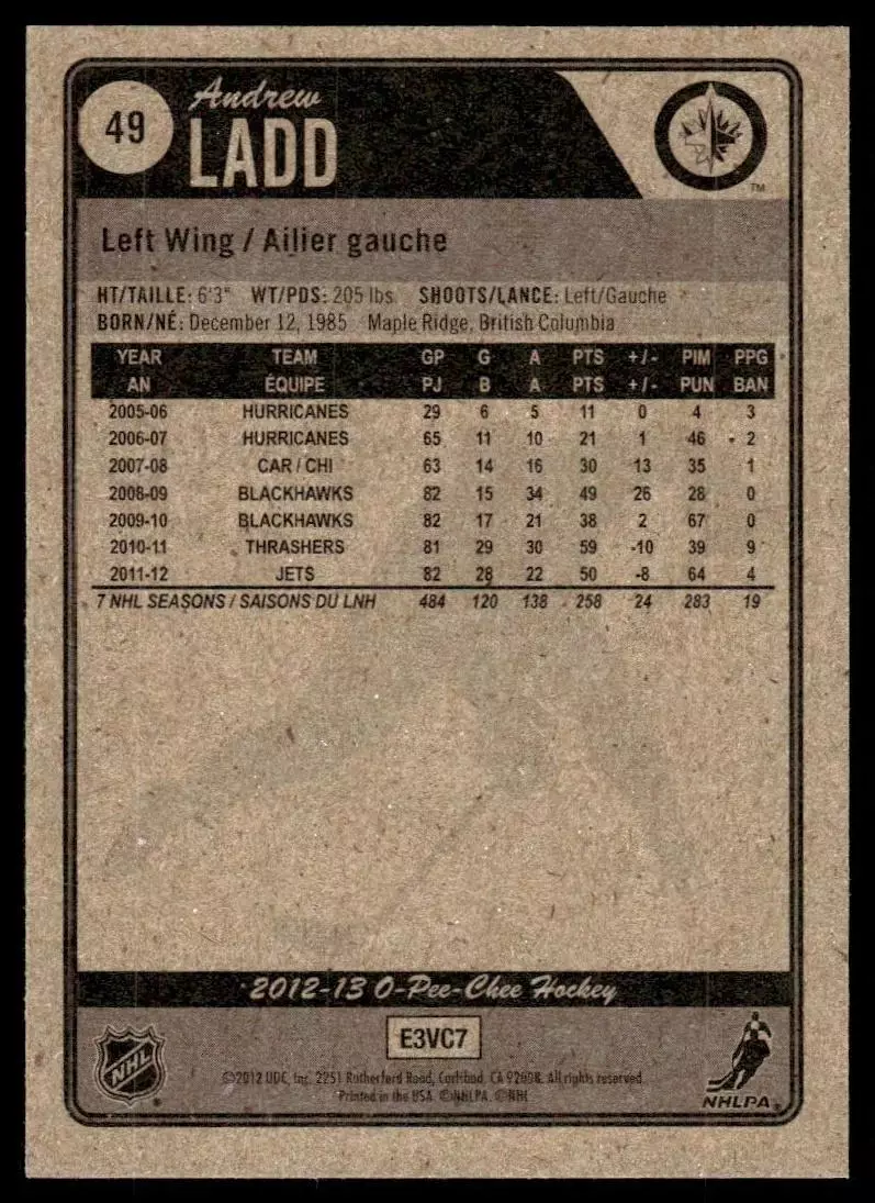 2012-13 O-Pee-Chee #49 Andrew Ladd 1