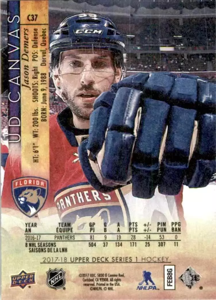 2017-18 Upper Deck Canvas #C37 Jason Demers 1