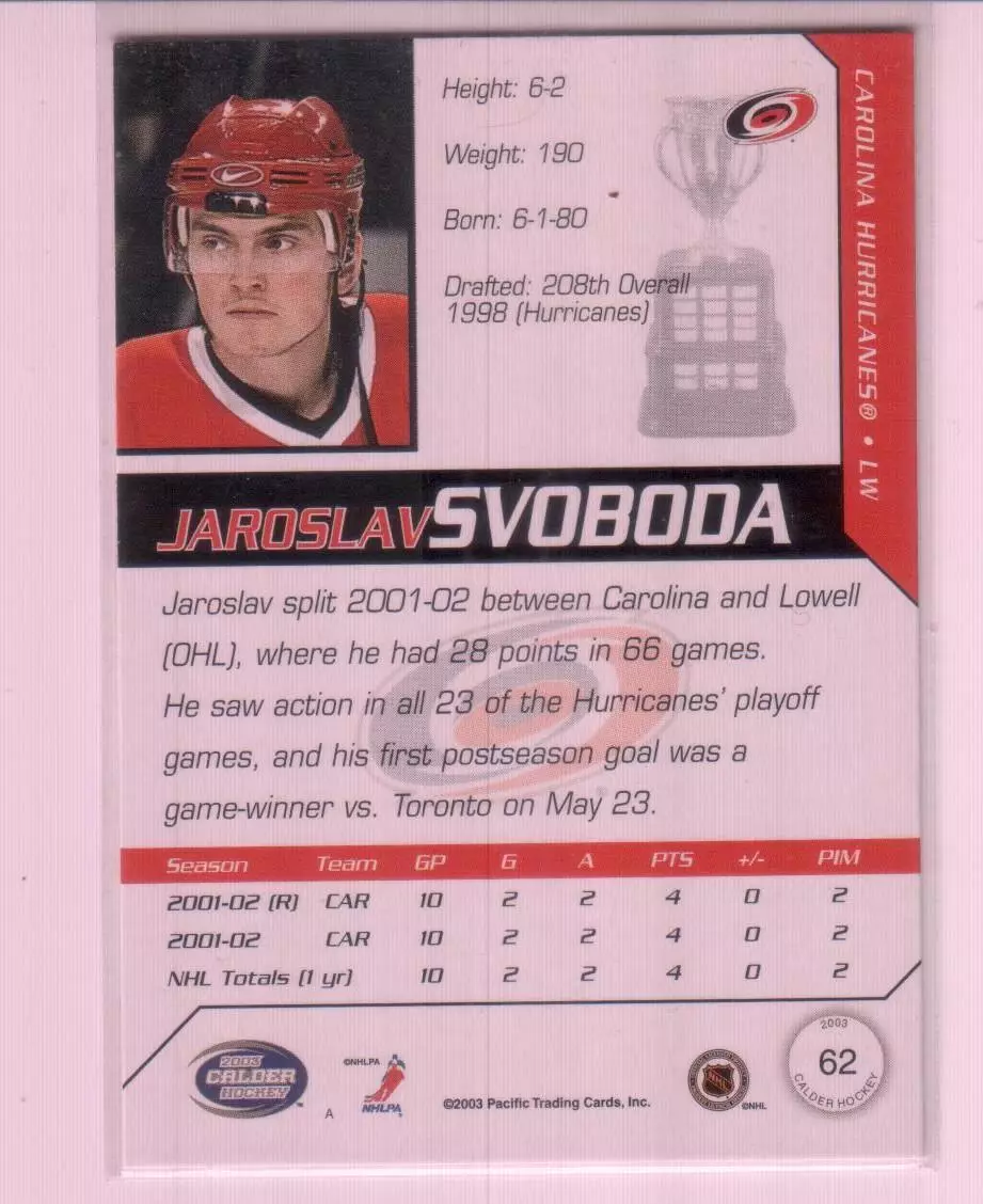 2002-03 Pacific Calder #62 Jaroslav Svoboda 1