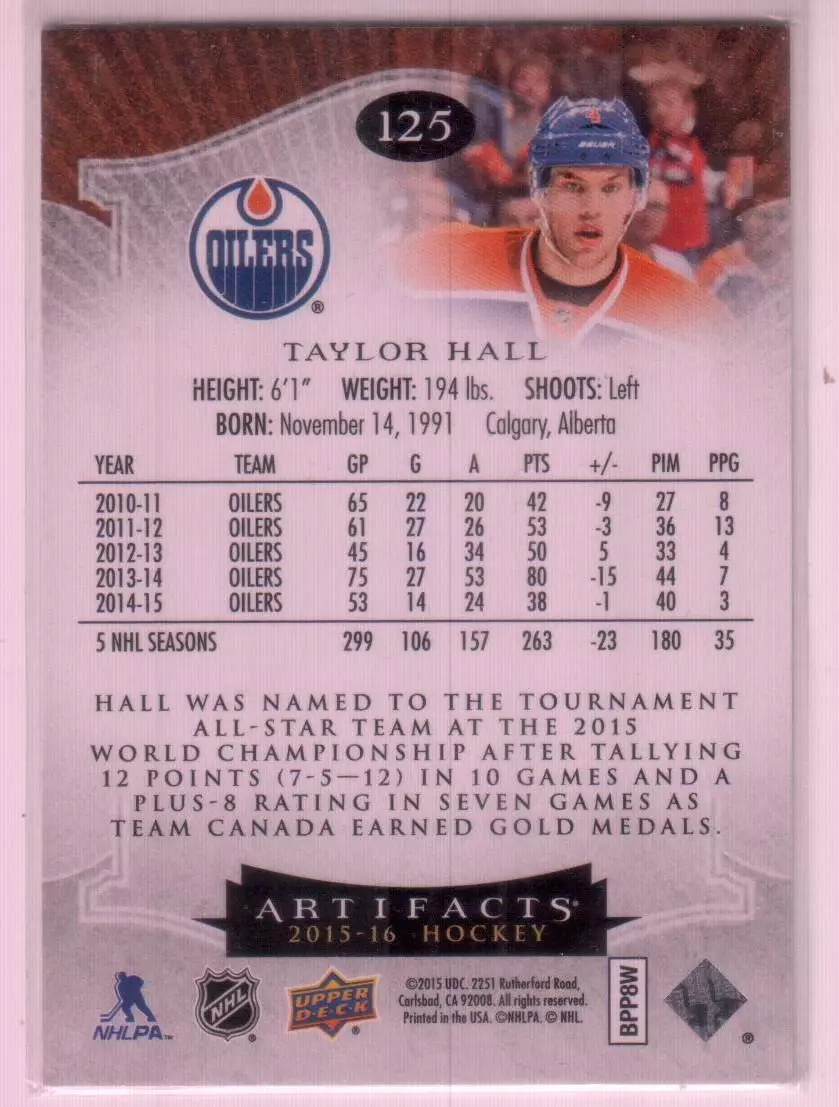 2015-16 Artifacts #125 Taylor Hall S 316\999 1