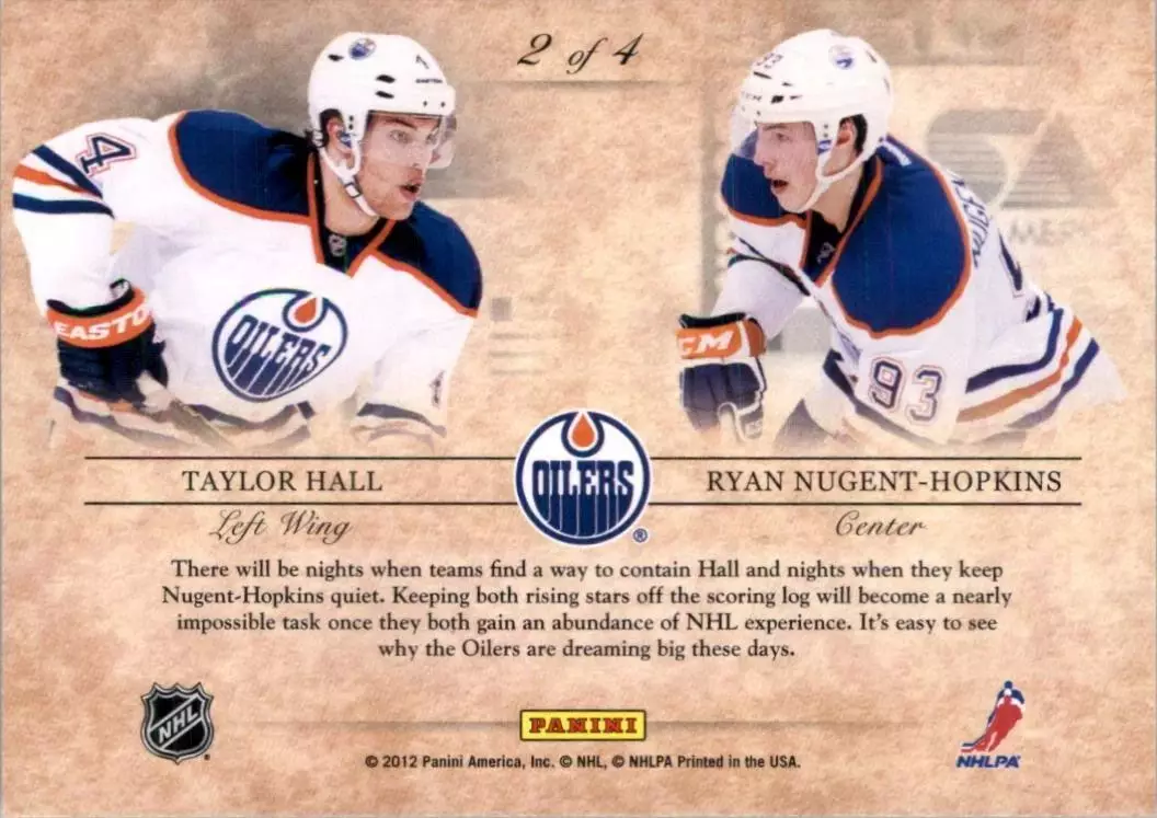 2011-12 Elite Series Dual #2 Taylor Hall/Ryan Nugent-Hopkins 1