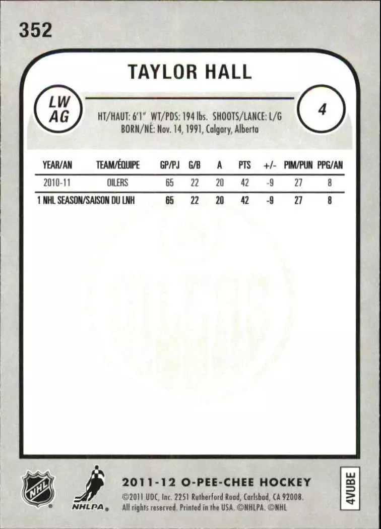 2011-12 O-Pee-Chee Rainbow #352 Taylor Hall 1