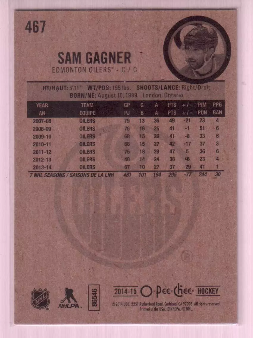 2014-15 O-Pee-Chee #467 Sam Gagner 1