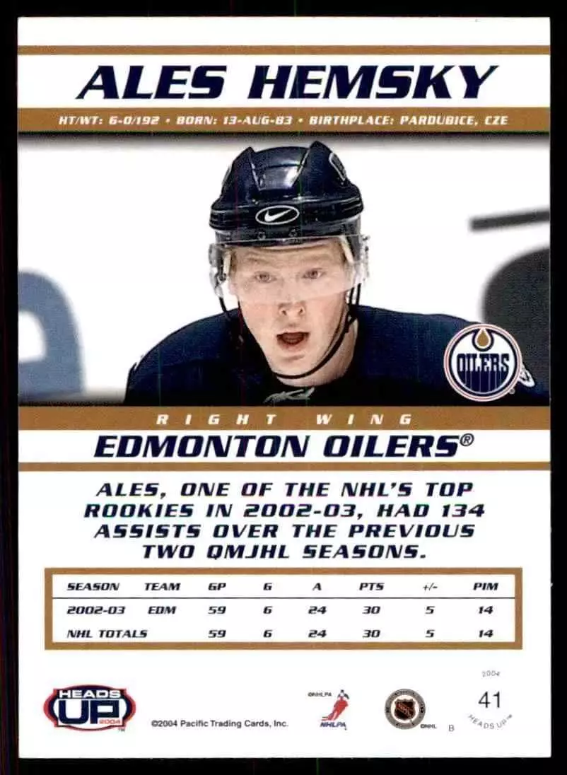 2003-04 Pacific Heads Up #41 Ales Hemsky 1