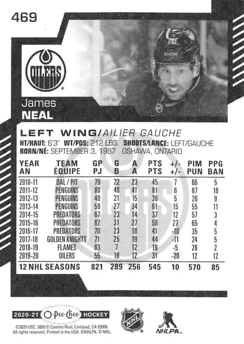 2020-21 O-Pee-Chee #469 James Neal 1