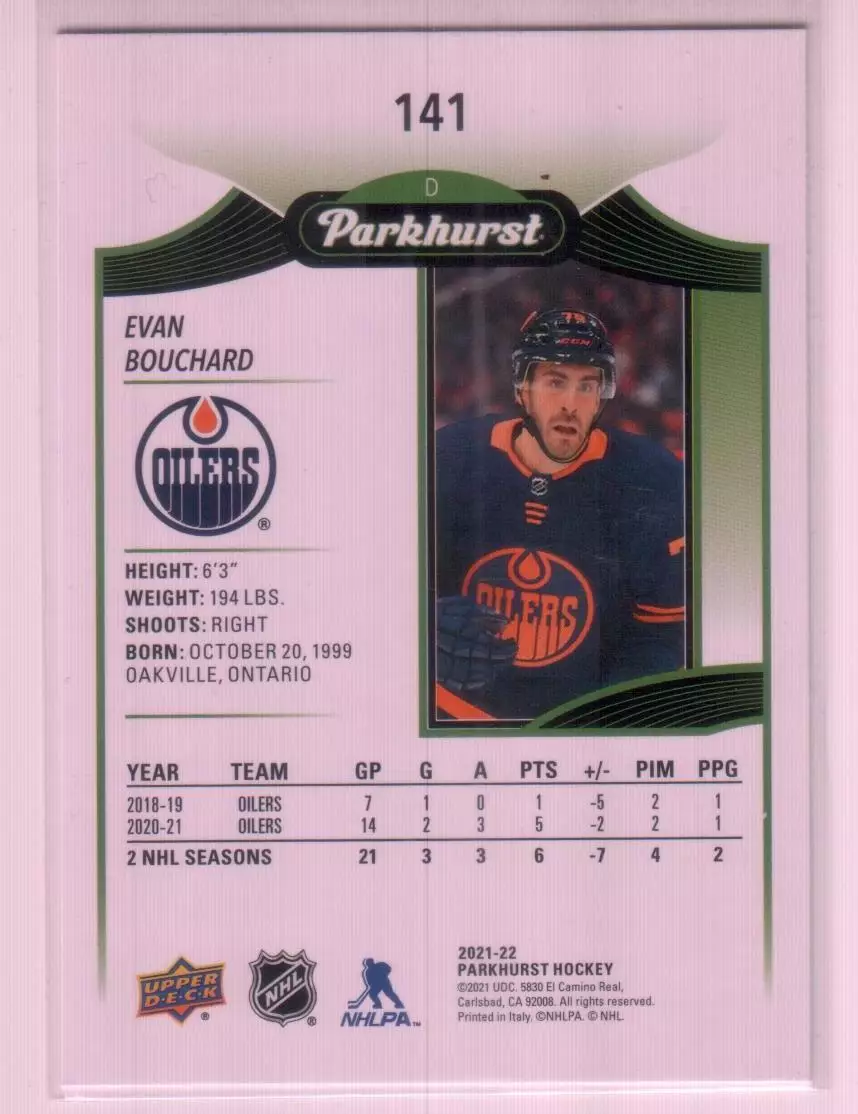 2021-22 Parkhurst #141 Evan Bouchard 1