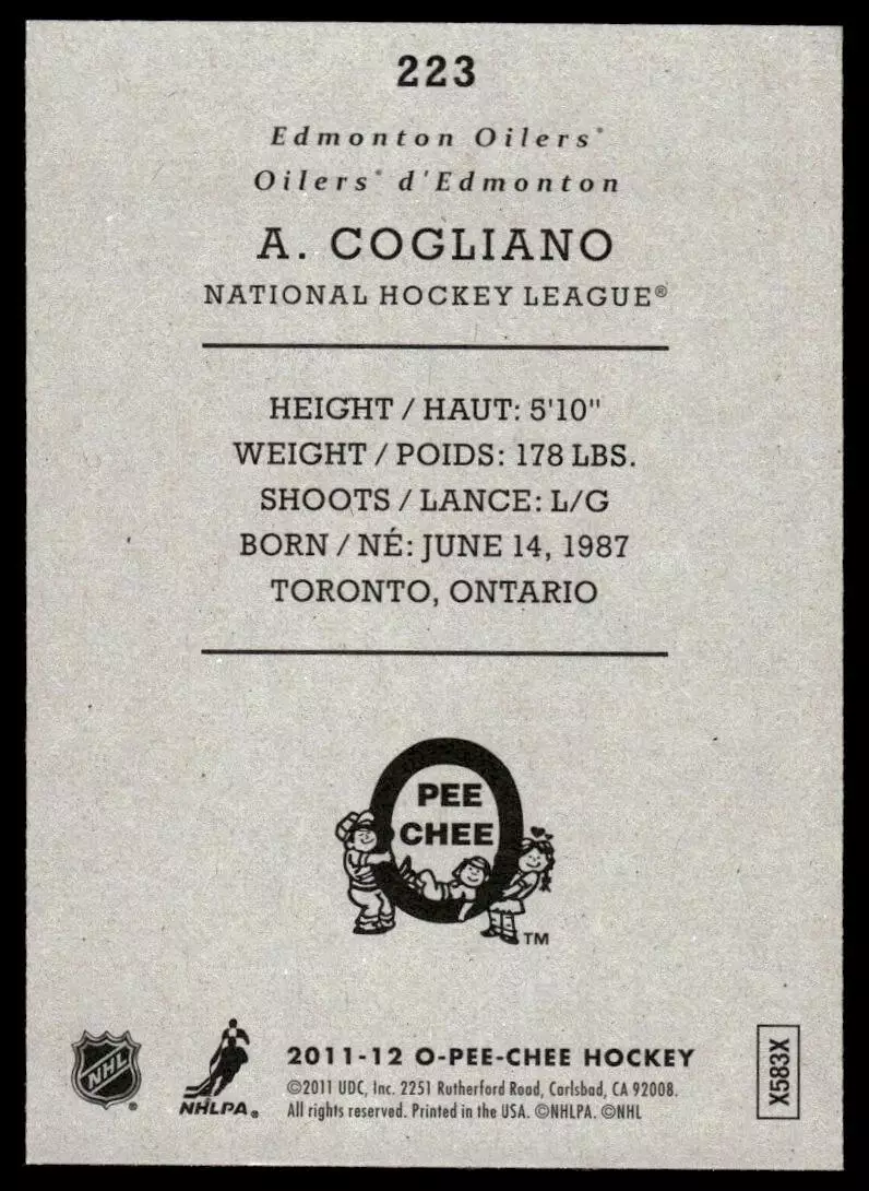 2011-12 O-Pee-Chee Retro #223 Andrew Cogliano 1