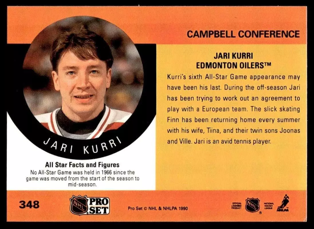 1990-91 Pro Set #348 Jari Kurri AS 1