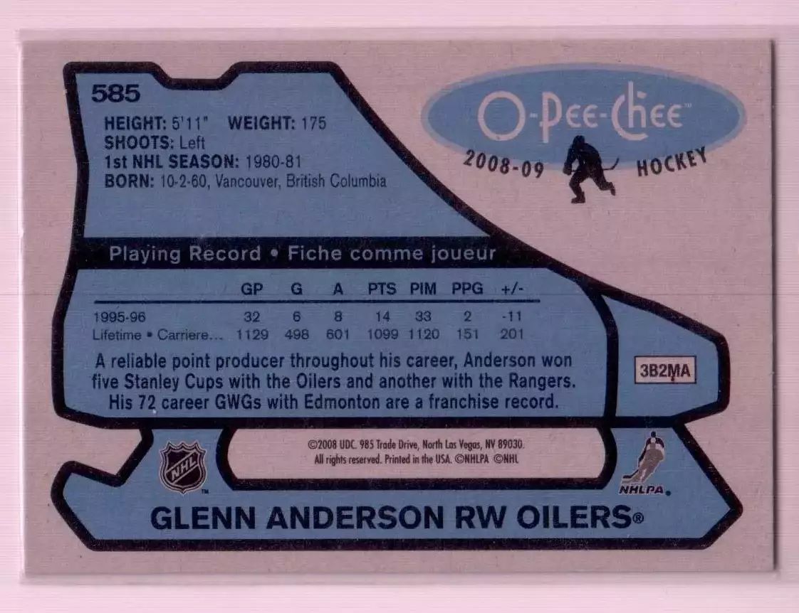 2008-09 O-Pee-Chee 1979-80 Retro #585 Glenn Anderson 1